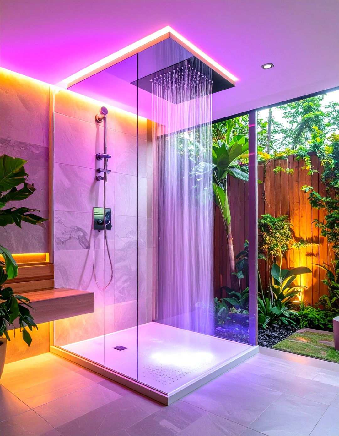 Integrated Shower Panel LED System for Streamlined Technology - 24 Shower Lighting Ideas