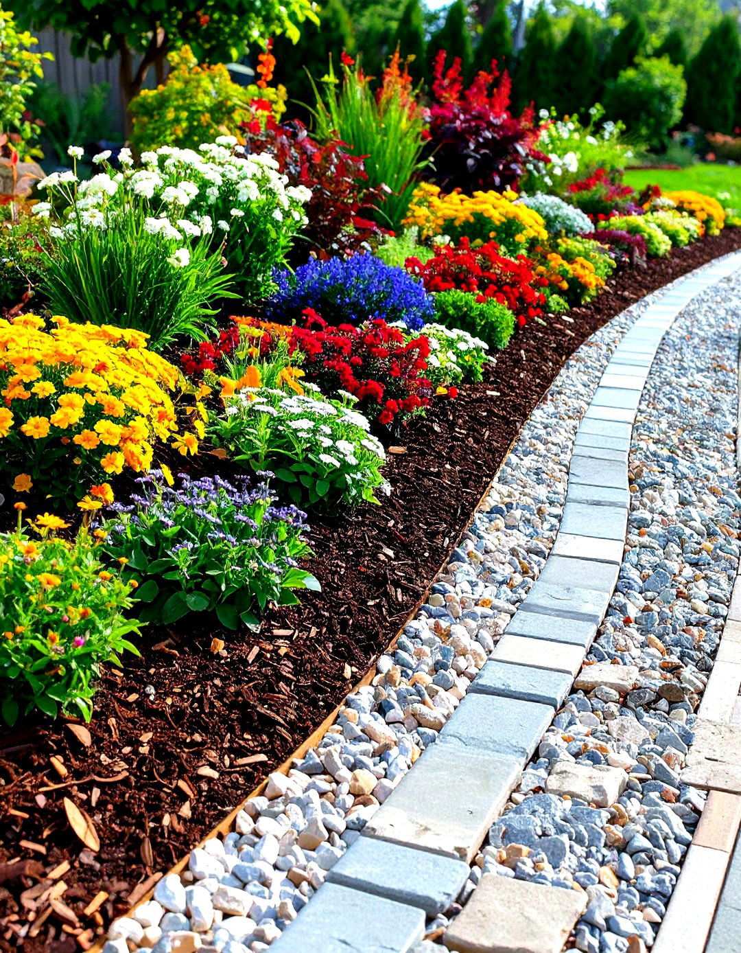 Interlocking Stone Mulch Edging with Modular Design - 24 Mulch Edging Ideas