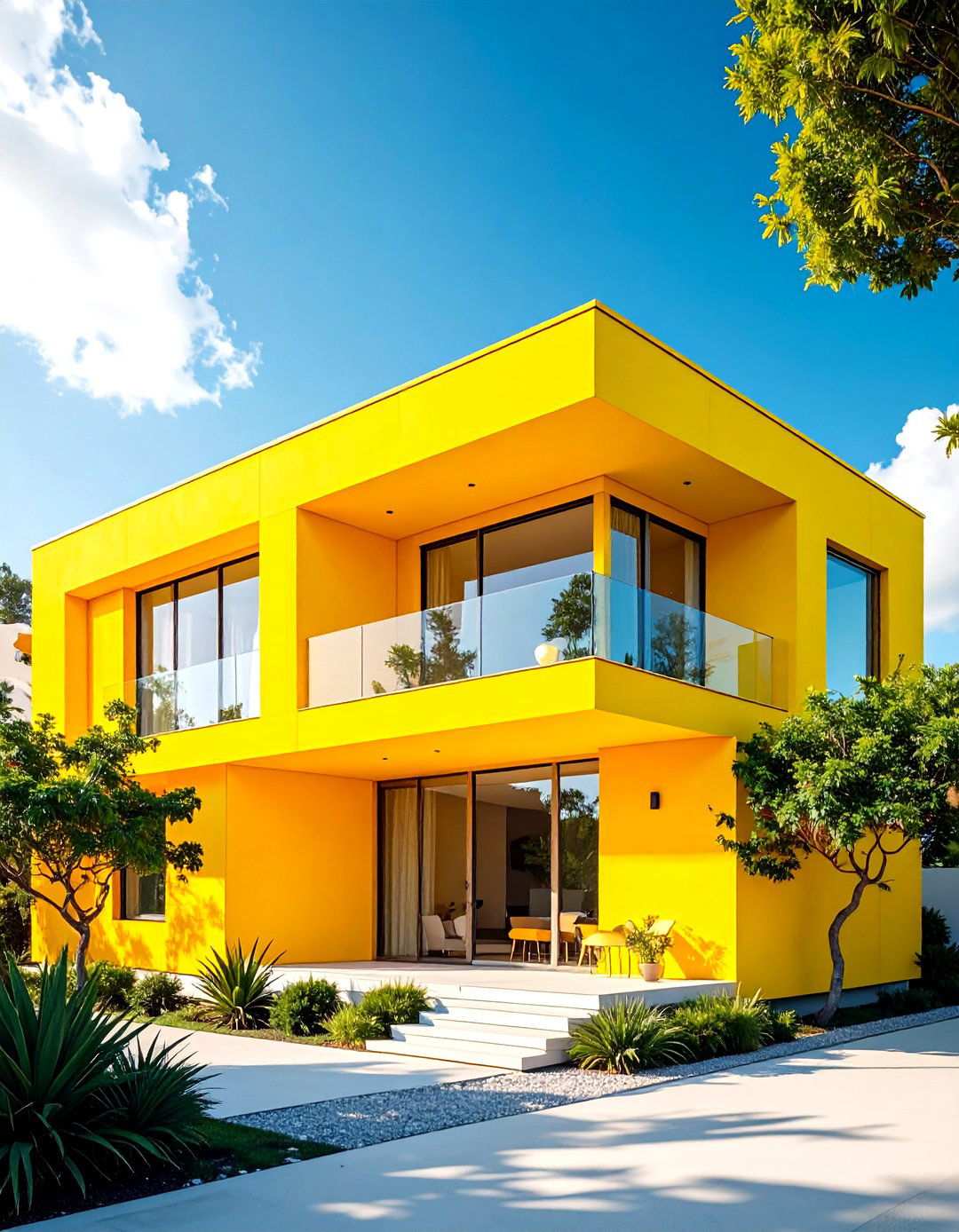 International Style Yellow Modernist Statement - 24 Yellow Exterior Home Ideas