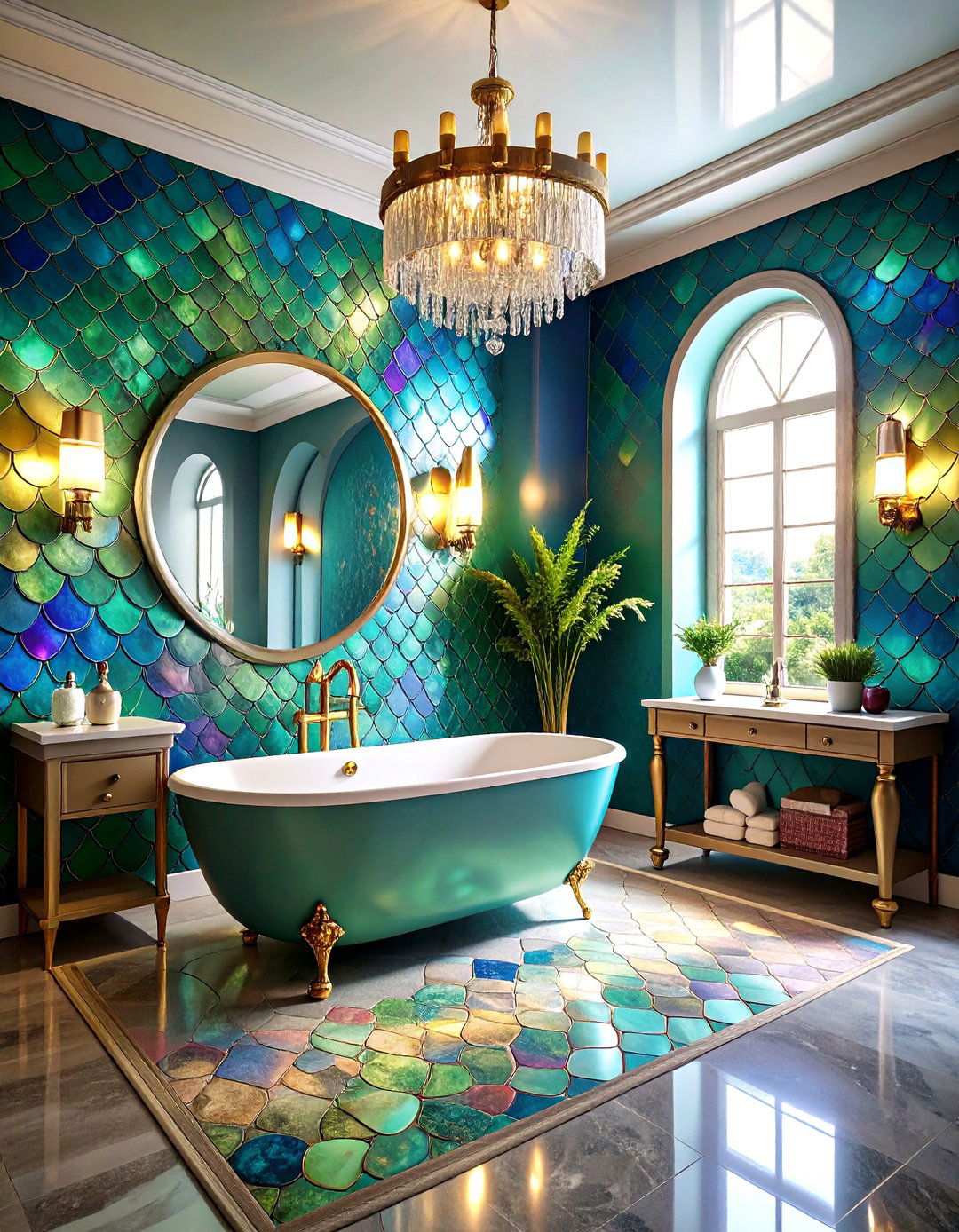 Iridescent Scale Wallpaper for Dramatic Powder Rooms - 24 Wallpaper Ideas
