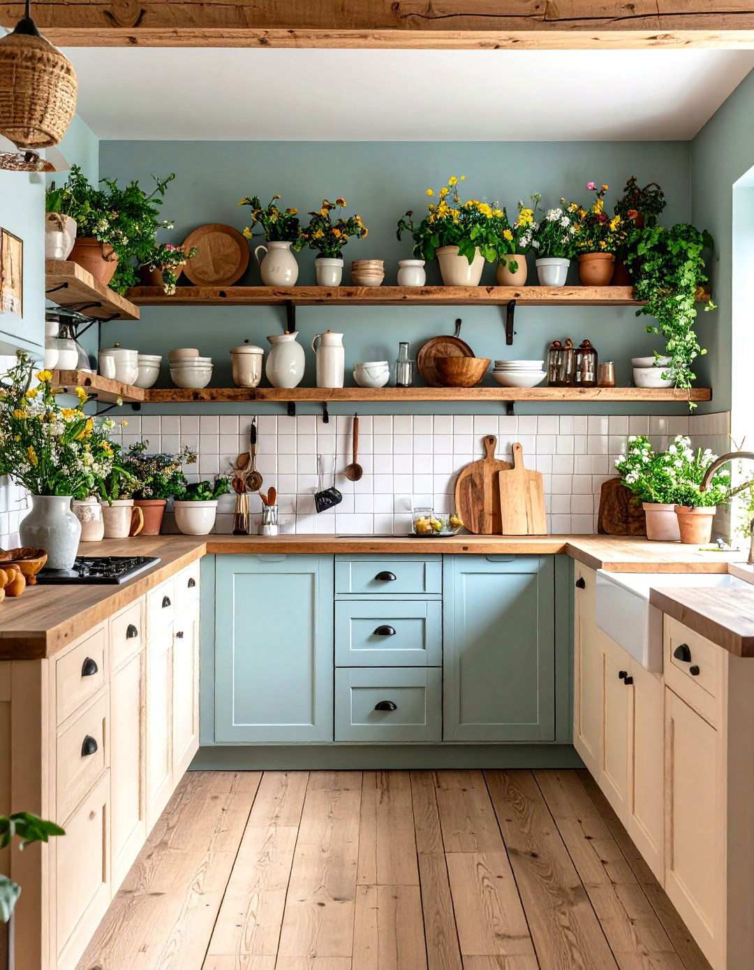 Italian Country Kitchen with Open Shelving and Natural Materials - 24 Italian Kitchen Design Ideas
