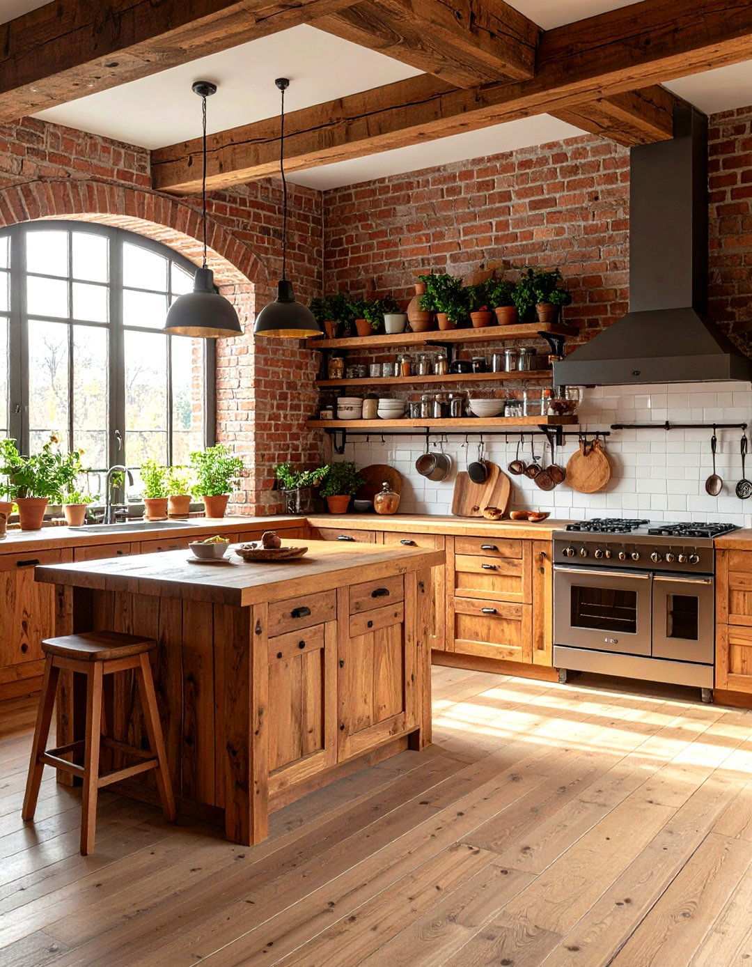 Italian Kitchen with Exposed Brick and Reclaimed Wood Features - 24 Italian Kitchen Design Ideas