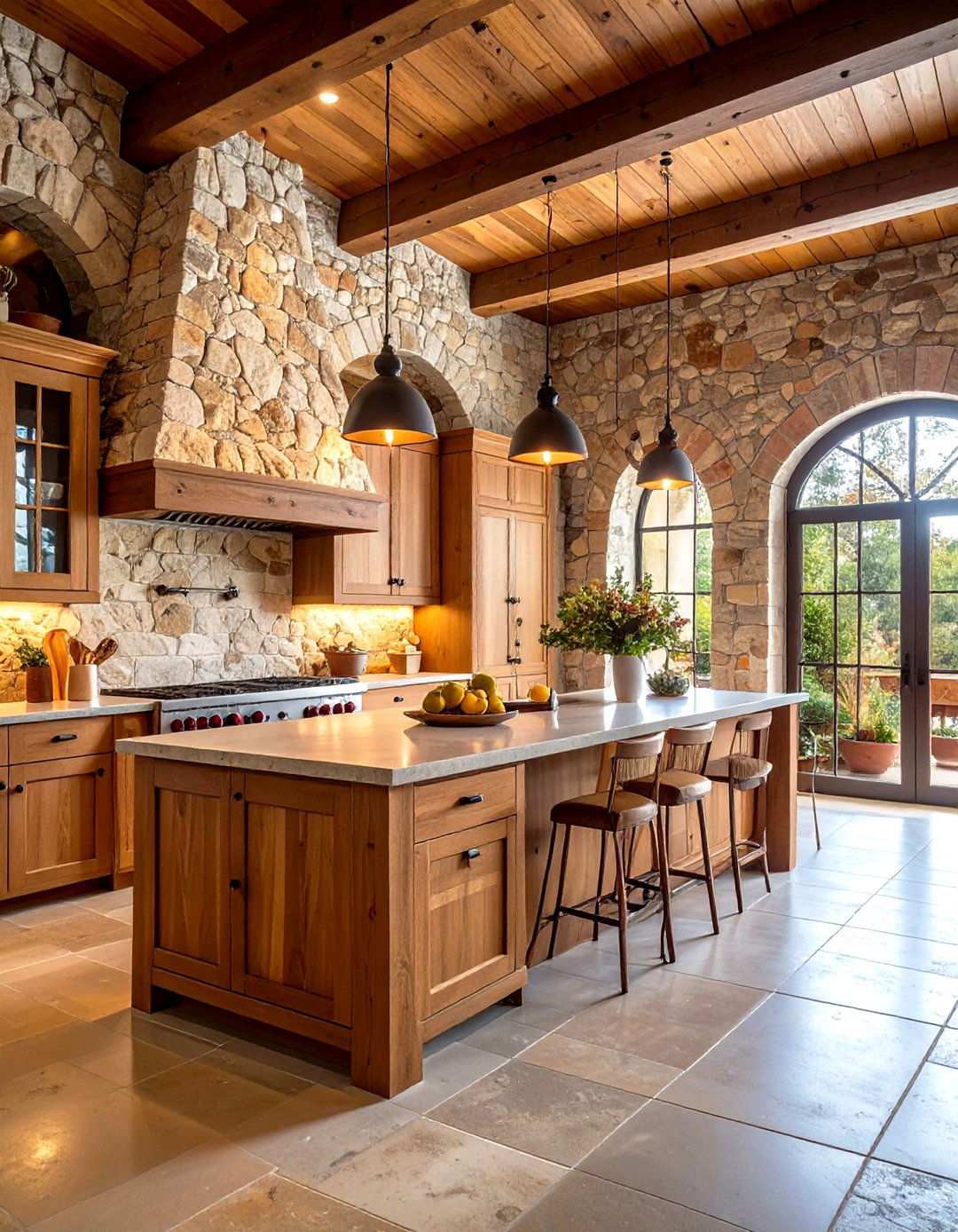 Italian Kitchen with Natural Stone Walls and Rustic Textures - 24 Italian Kitchen Design Ideas