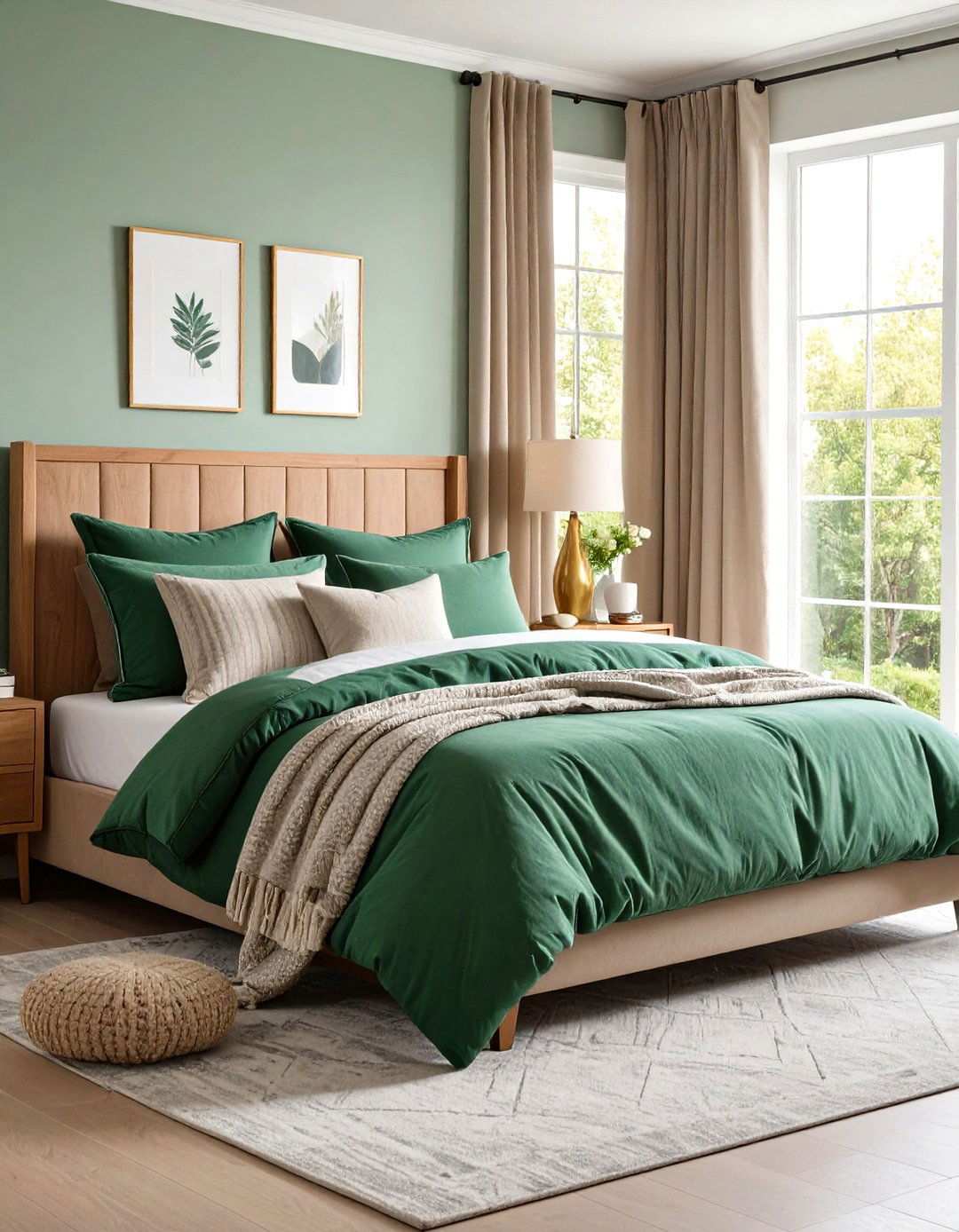 Jade Green Bedding Ensemble with Pattern Mixing - 24 Jade Green Bedroom Ideas