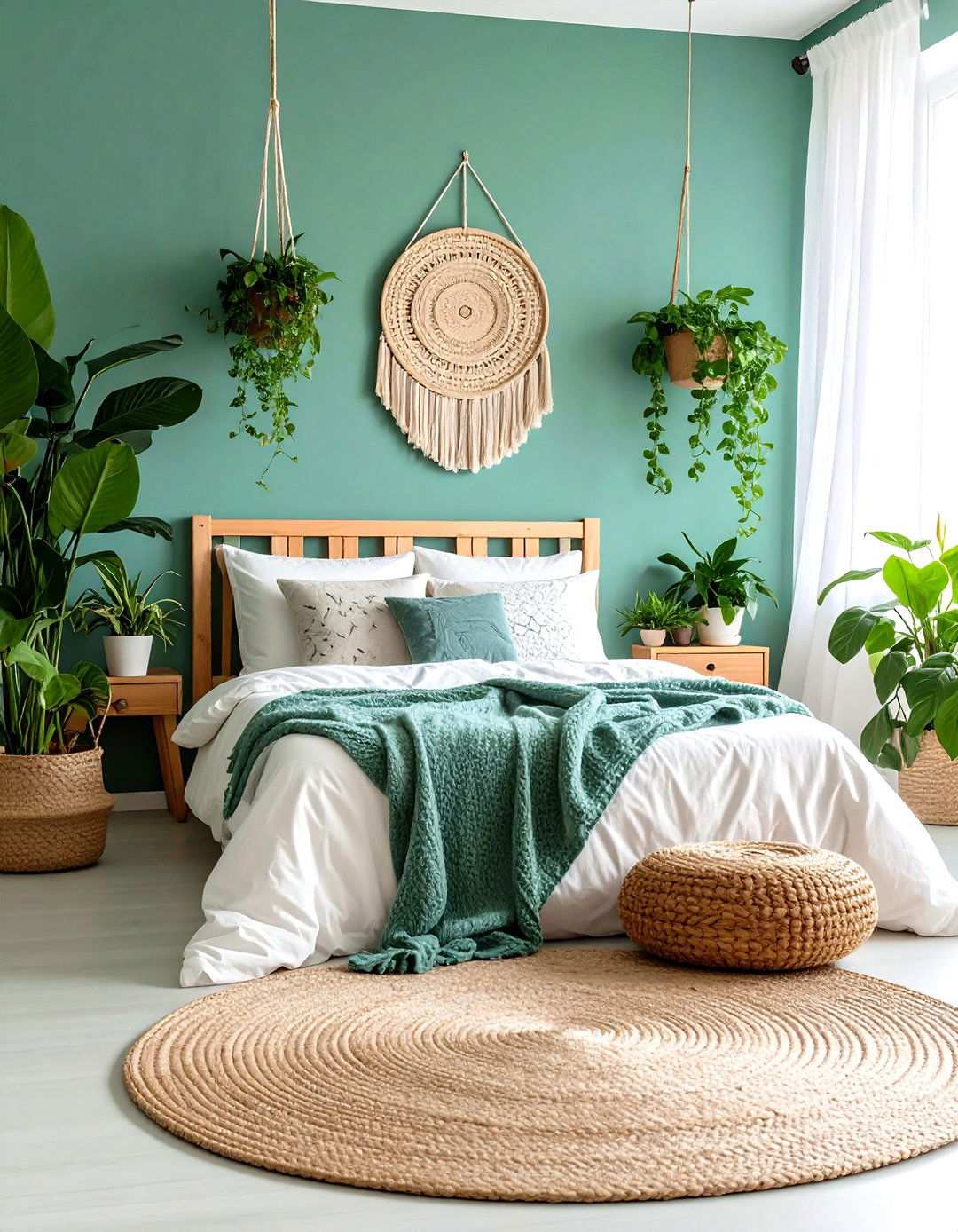 Jade Green Botanical Paradise with Living Plants - 24 Jade Green Bedroom Ideas