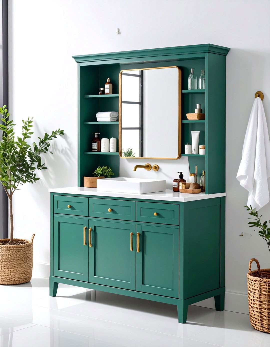 Jade Green Medicine Cabinet Storage - 24 Small Green Bathroom Ideas