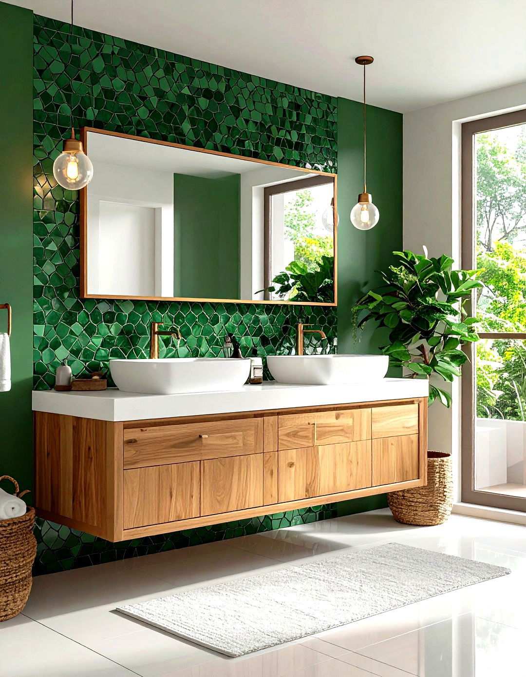 Jade Green Mosaic Backsplash - 24 Small Green Bathroom Ideas