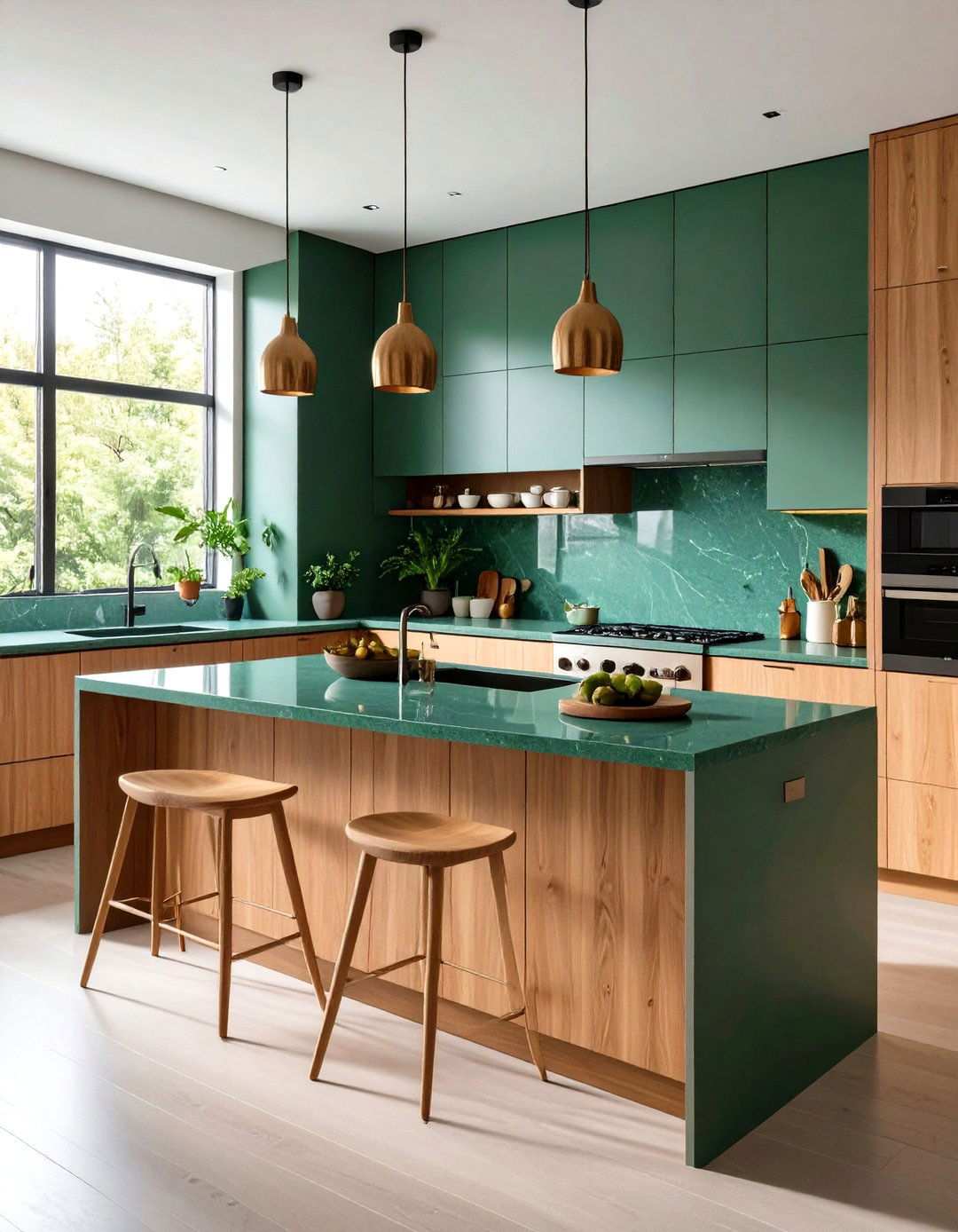 Jade Green Quartz Zen Kitchen - 24 Kitchen With Green Countertops Ideas