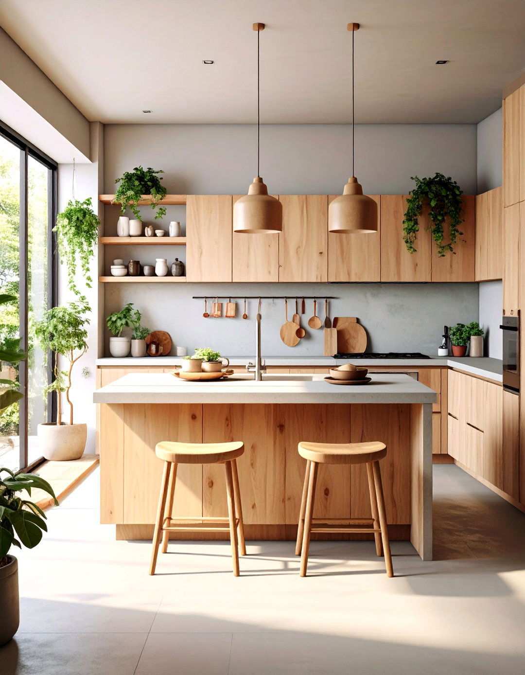 Japandi Kitchen with Concrete Elements - 24 Japandi Kitchen Ideas