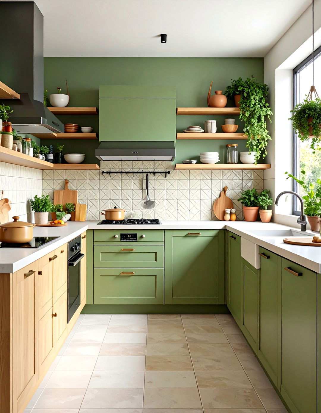 Japandi Kitchen with Neutral Tile Backsplash - 24 Japandi Kitchen Ideas