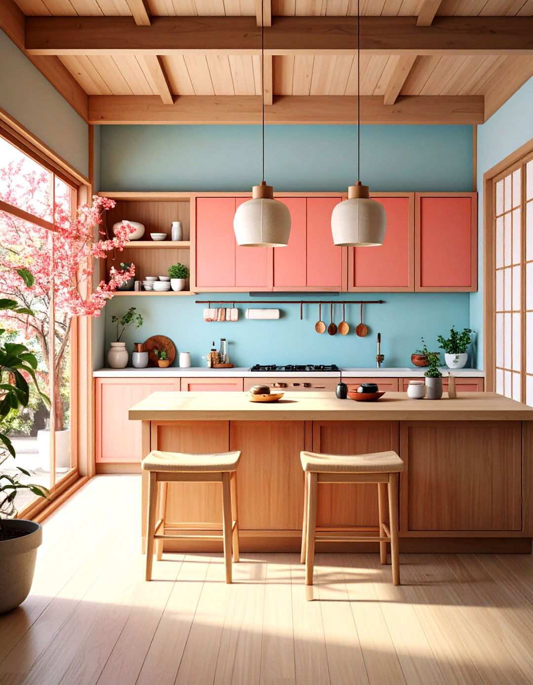 Japandi Kitchen with Sliding Panel Doors - 24 Japandi Kitchen Ideas