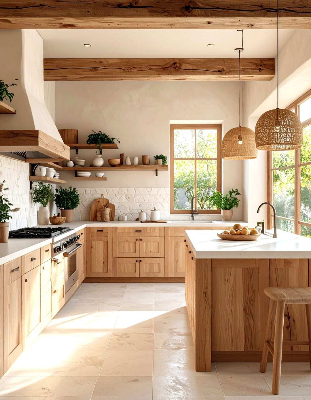 Japandi Kitchen with Textured Wall Finishes - 24 Japandi Kitchen Ideas