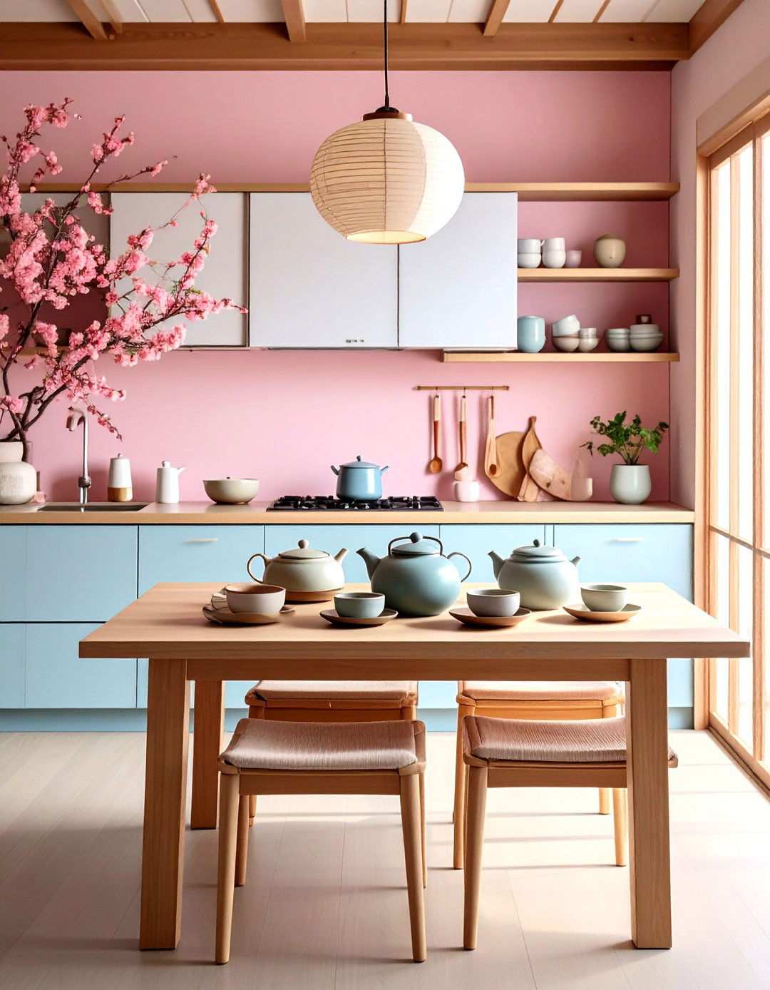 Japandi Kitchen with Traditional Tea Corner - 24 Japandi Kitchen Ideas