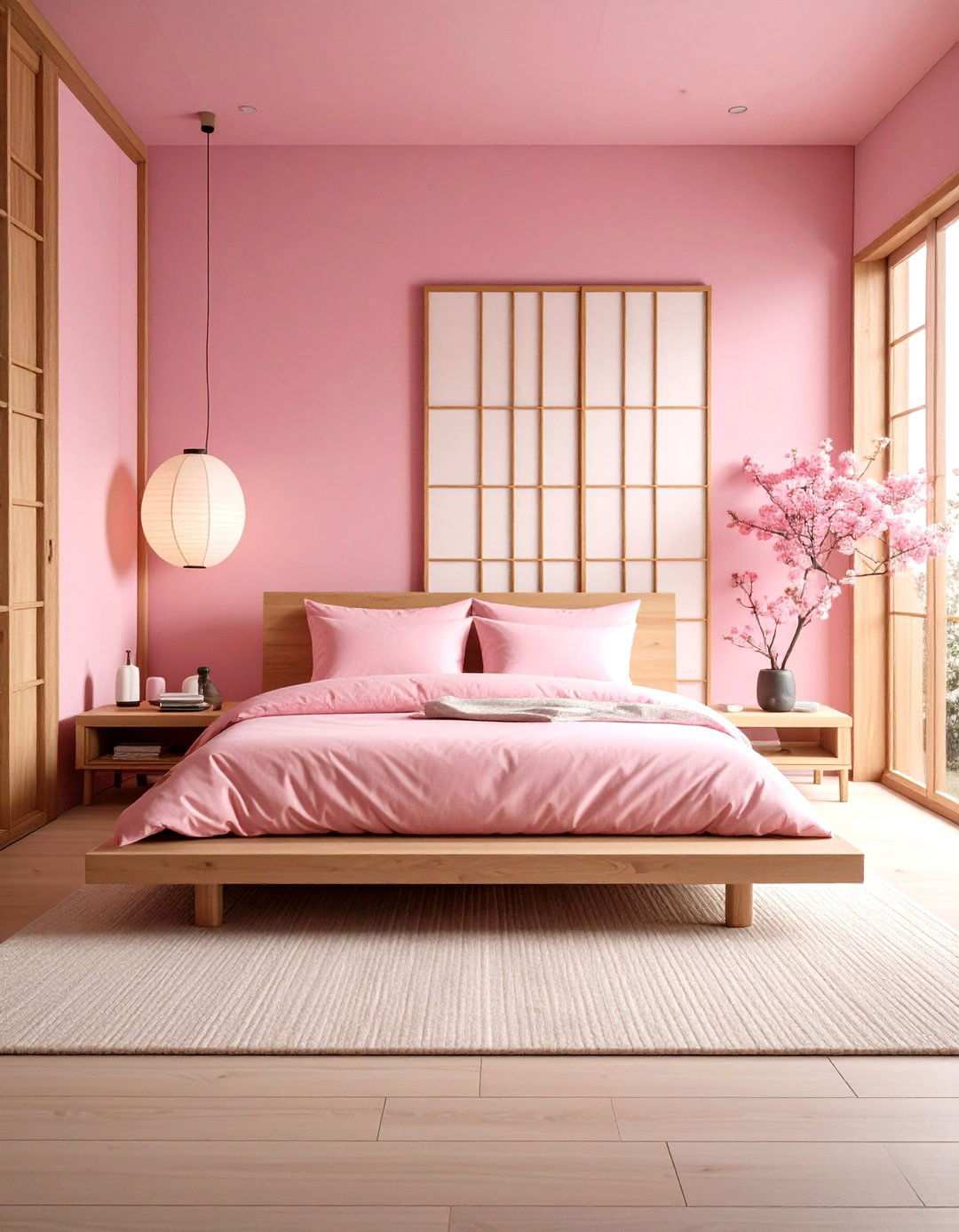Japandi Pink Serenity - 24 Pink and White Bedroom Ideas