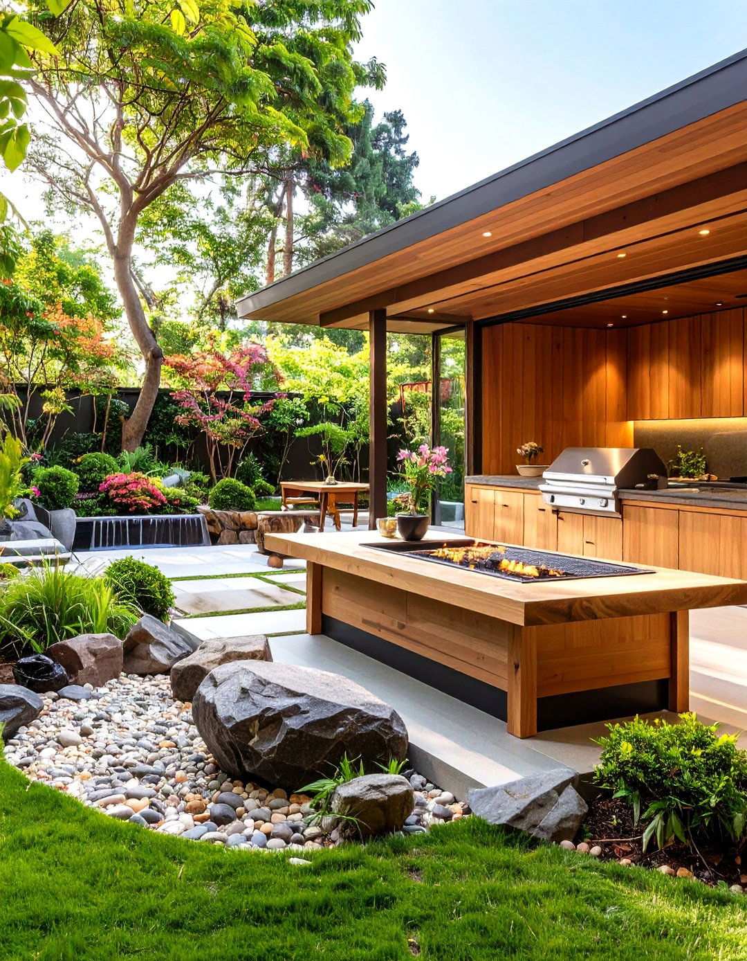 Japanese Inspired Outdoor Kitchen with Zen Aesthetics - 24 Outdoor Kitchen Designs