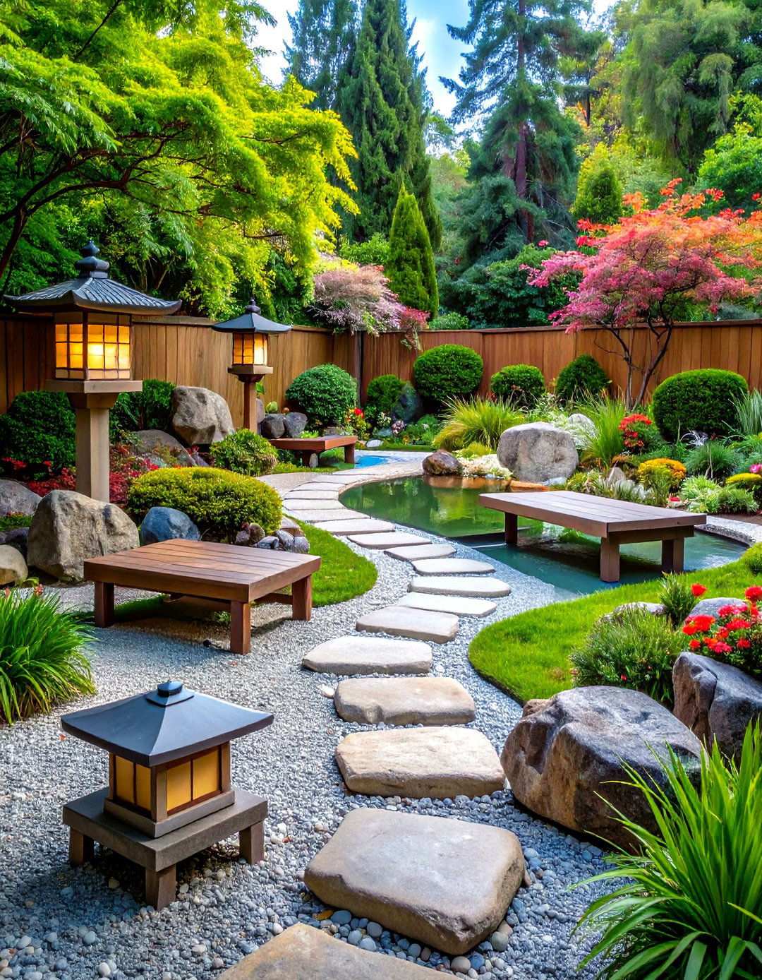 Japanese Zen Garden Sanctuary - 24 Large Backyard Landscaping Ideas