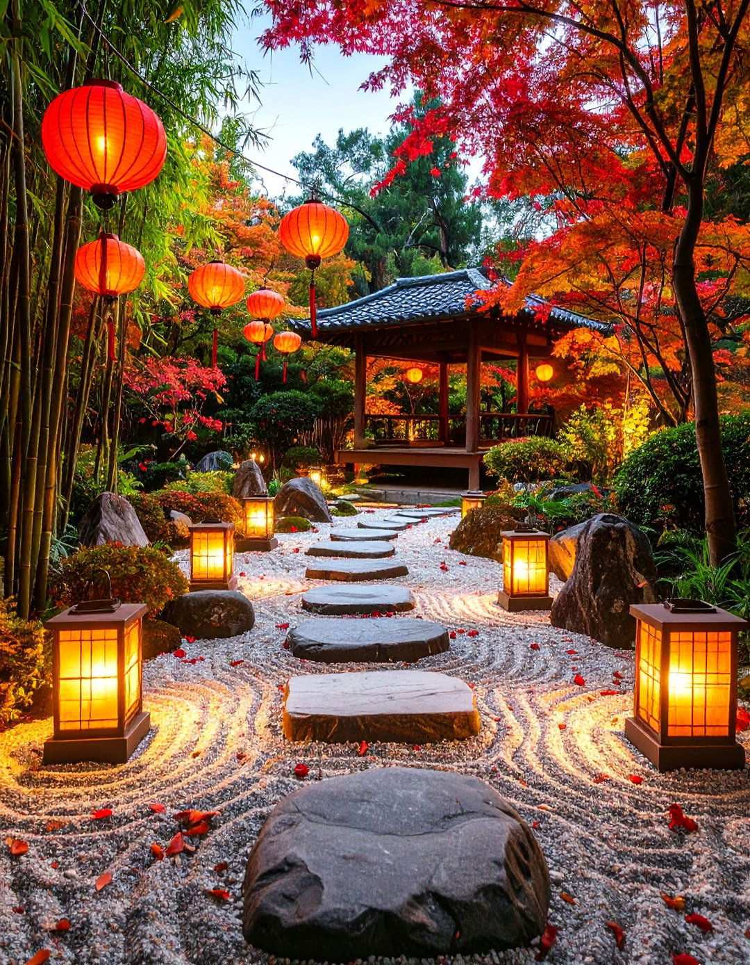Japanese Zen Garden with Bamboo and Stone Features - 24 Outdoor Living Space Ideas
