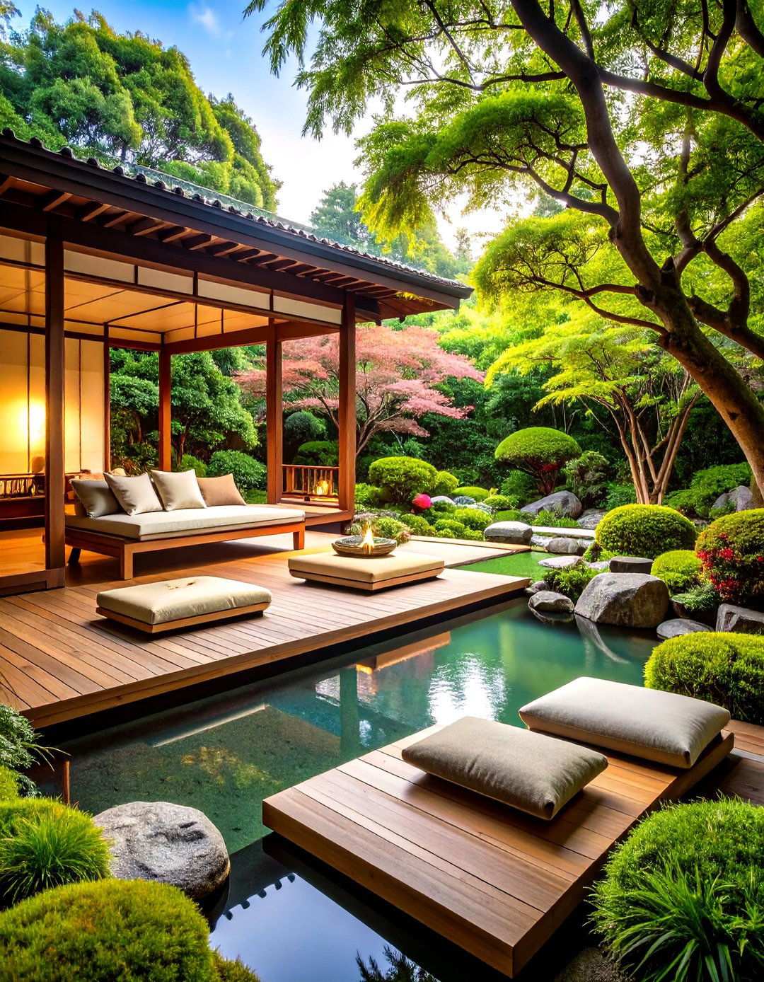 Japanese Zen Outdoor Room with Minimalist Design - 24 Outdoor Living Room Ideas