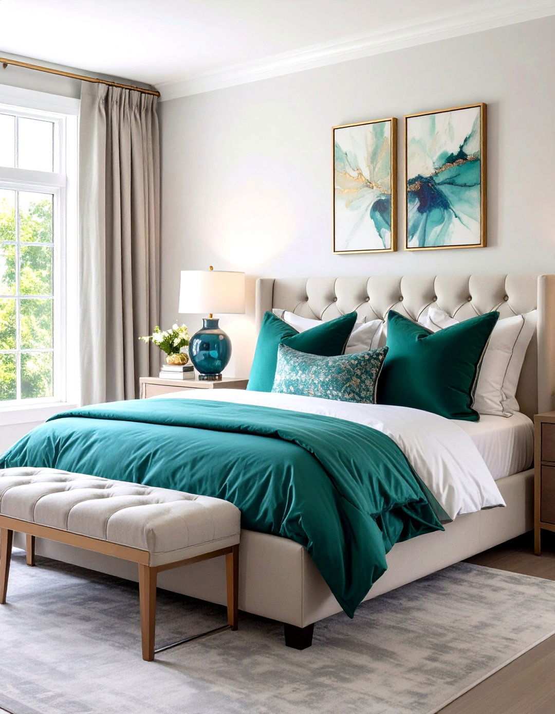 Jewel Tone Accent Elements - 24 luxury modern bedroom ideas