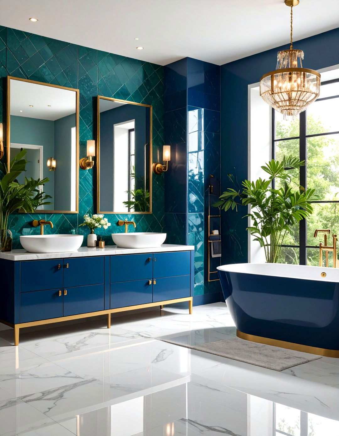 Jewel Tone Tile Bathroom Schemes - 24 Maximalist Bathroom Design Ideas