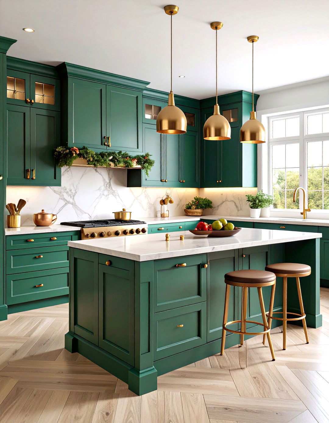 Jewel Toned Cabinet Kitchen with Mixed Metallics - 24 Maximalist Kitchen Decor Ideas