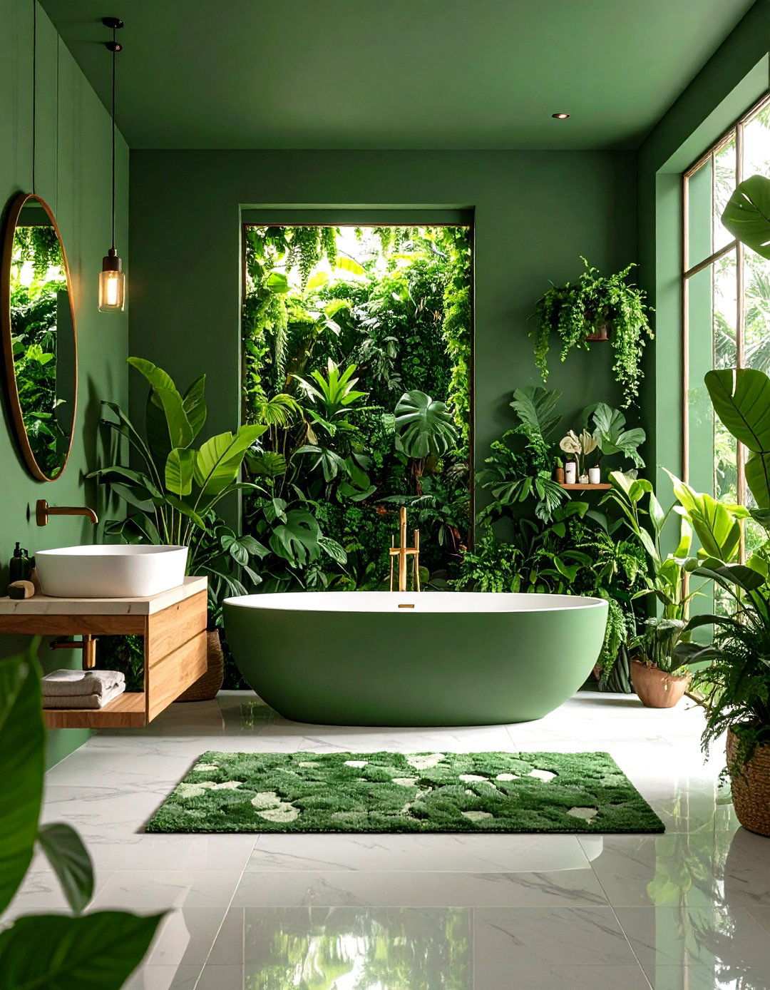Jungle Canopy Green Immersion - 24 Tropical Bathroom Ideas