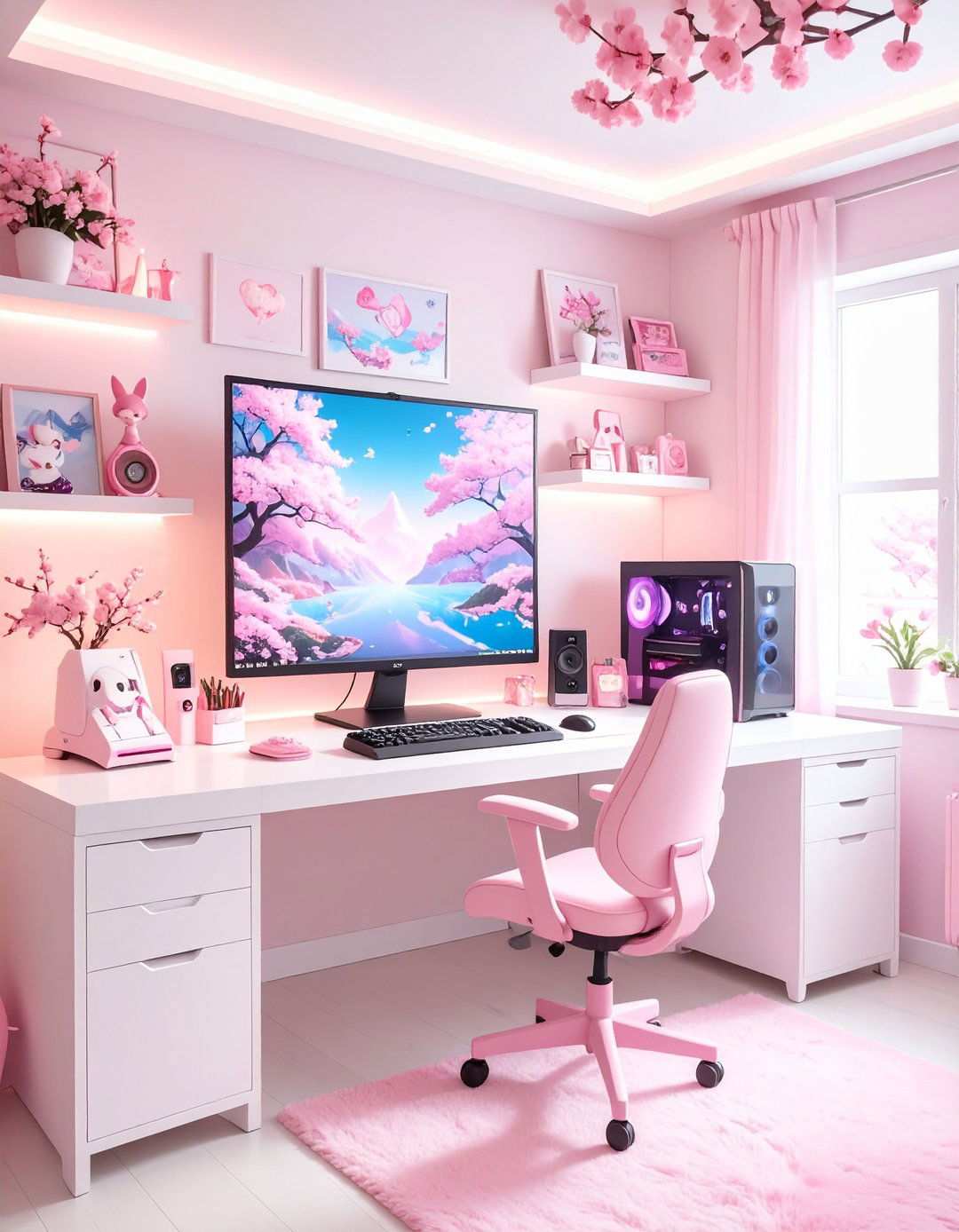Kawaii Pink Gaming Paradise - 24 Pink Gaming Setup Ideas