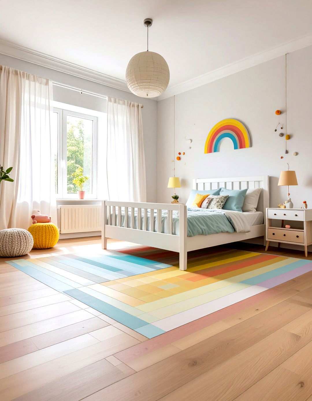 Kids Room Rainbow Floor - 24 Painted Floor Ideas