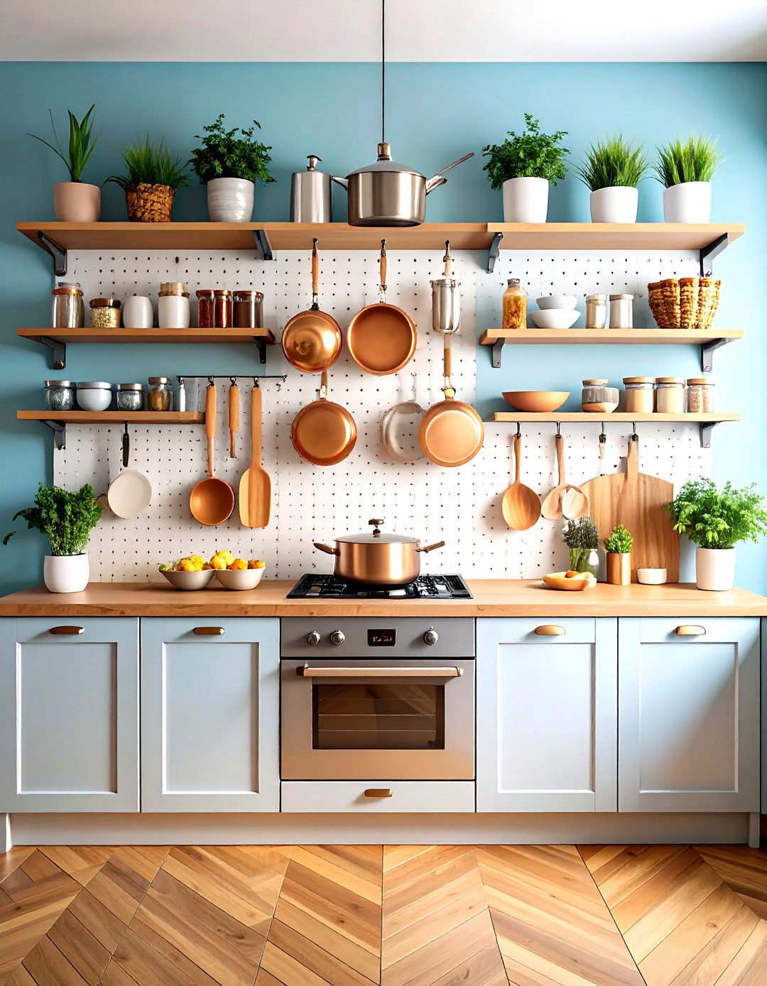Kitchen Cookware Display Wall - 24 Pegboard Ideas