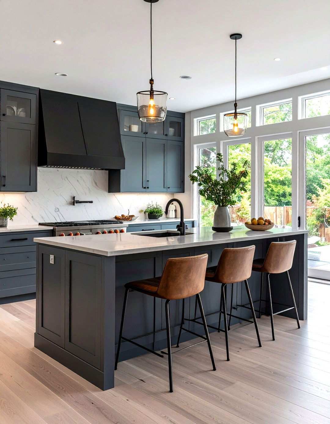 Kitchen Peninsula Breakfast Bar - 24 Kitchen With Gray Cabinets And Black Countertops Ideas