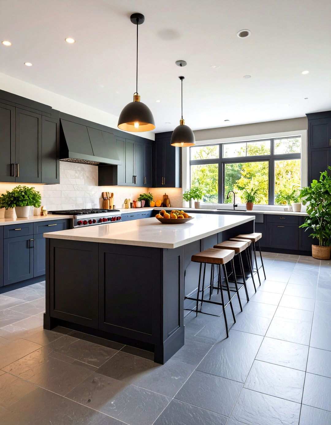 Kitchen Peninsula Slate Floor Design - 24 Kitchens With Slate Floors