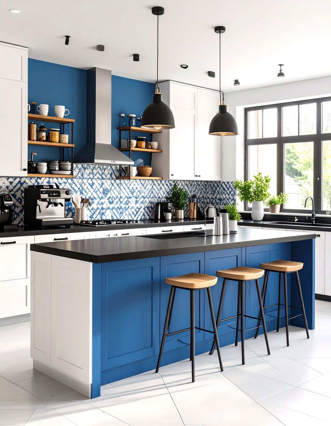 Kitchen with Coffee Bar Station - 24 white kitchen with black countertops ideas