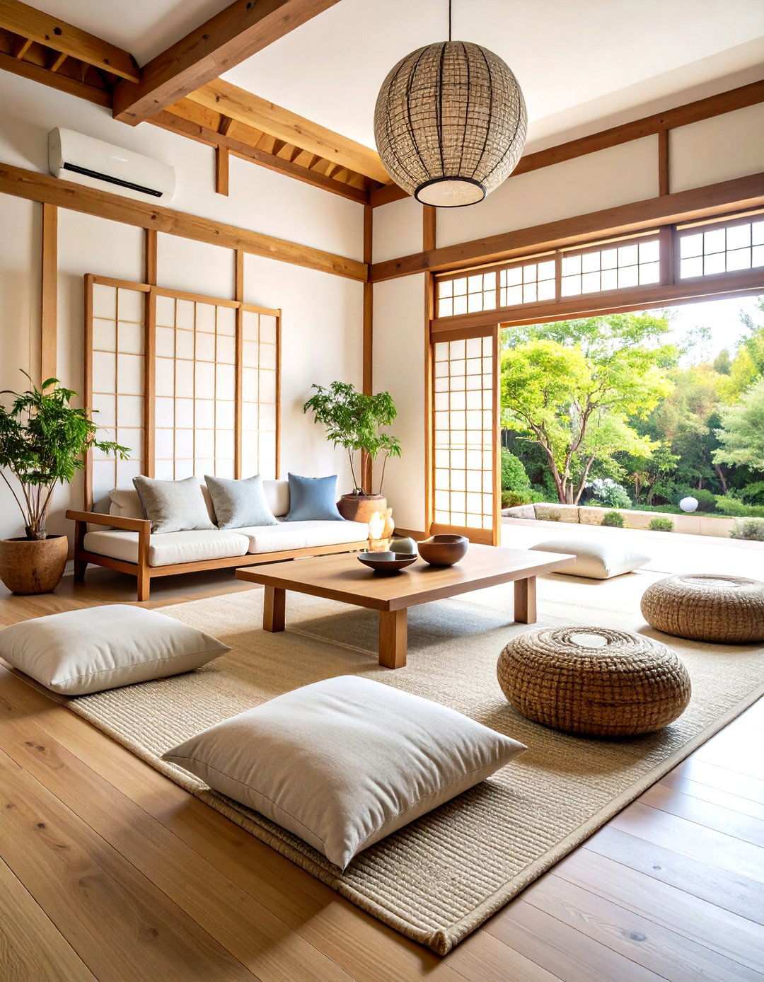 Korean Floor Seating Living Room with Low Tables - 24 Korean Living Room Ideas