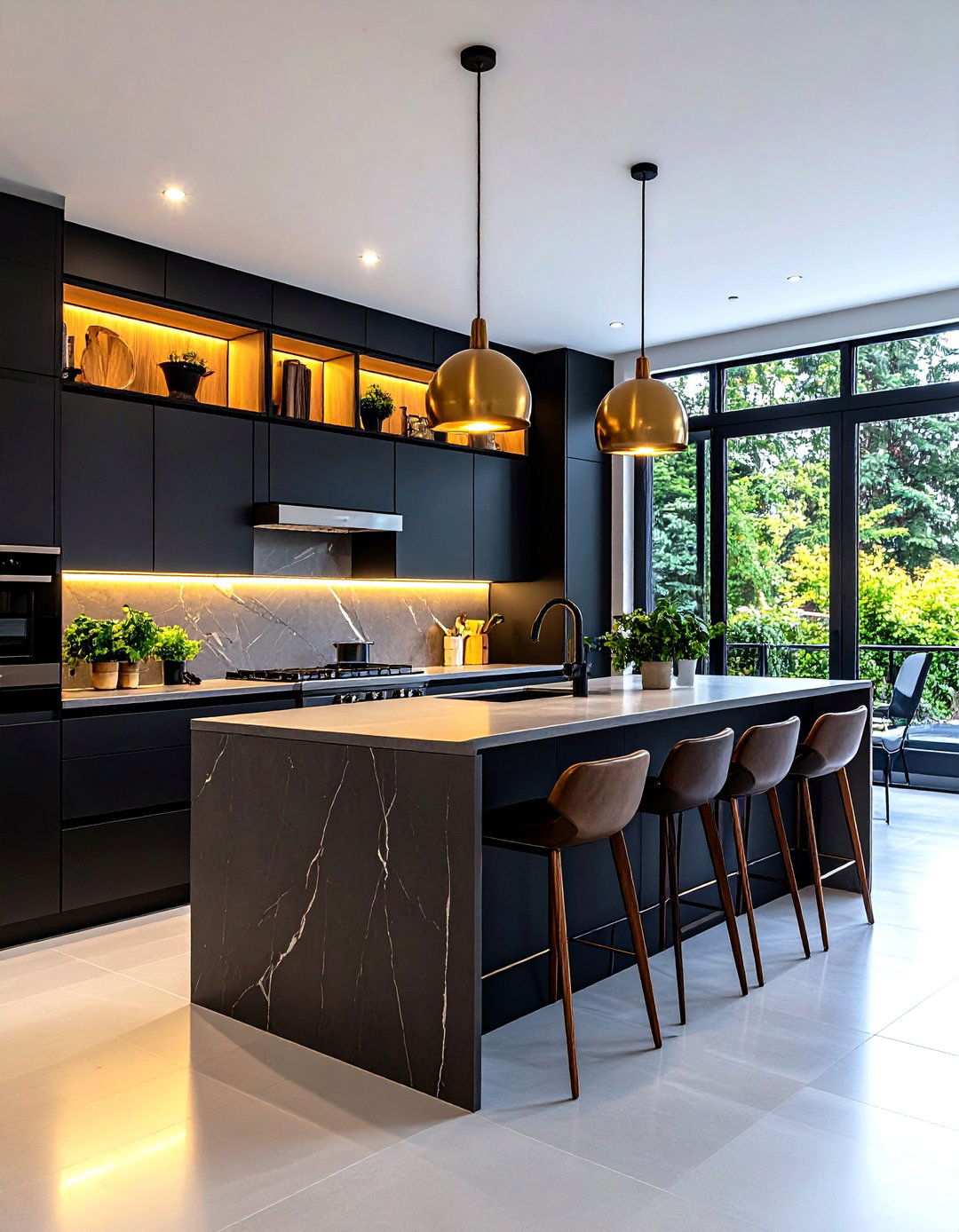 L Shaped Black Cabinet Kitchen Configurations - 24 kitchens with beautiful black cabinets
