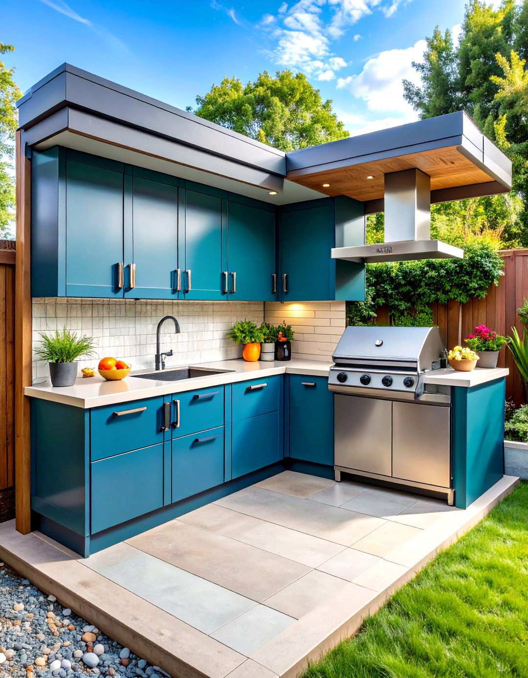 L Shaped Compact Corner Outdoor Kitchen - 24 L Shaped Outdoor Kitchen Ideas