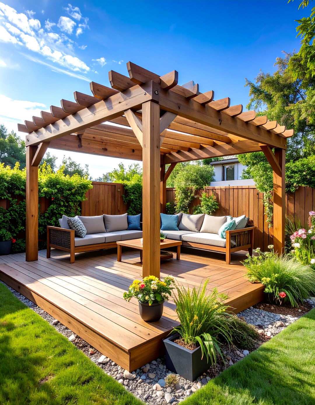 L Shaped Corner Pergola Design - 24 Small Patio Pergola Ideas