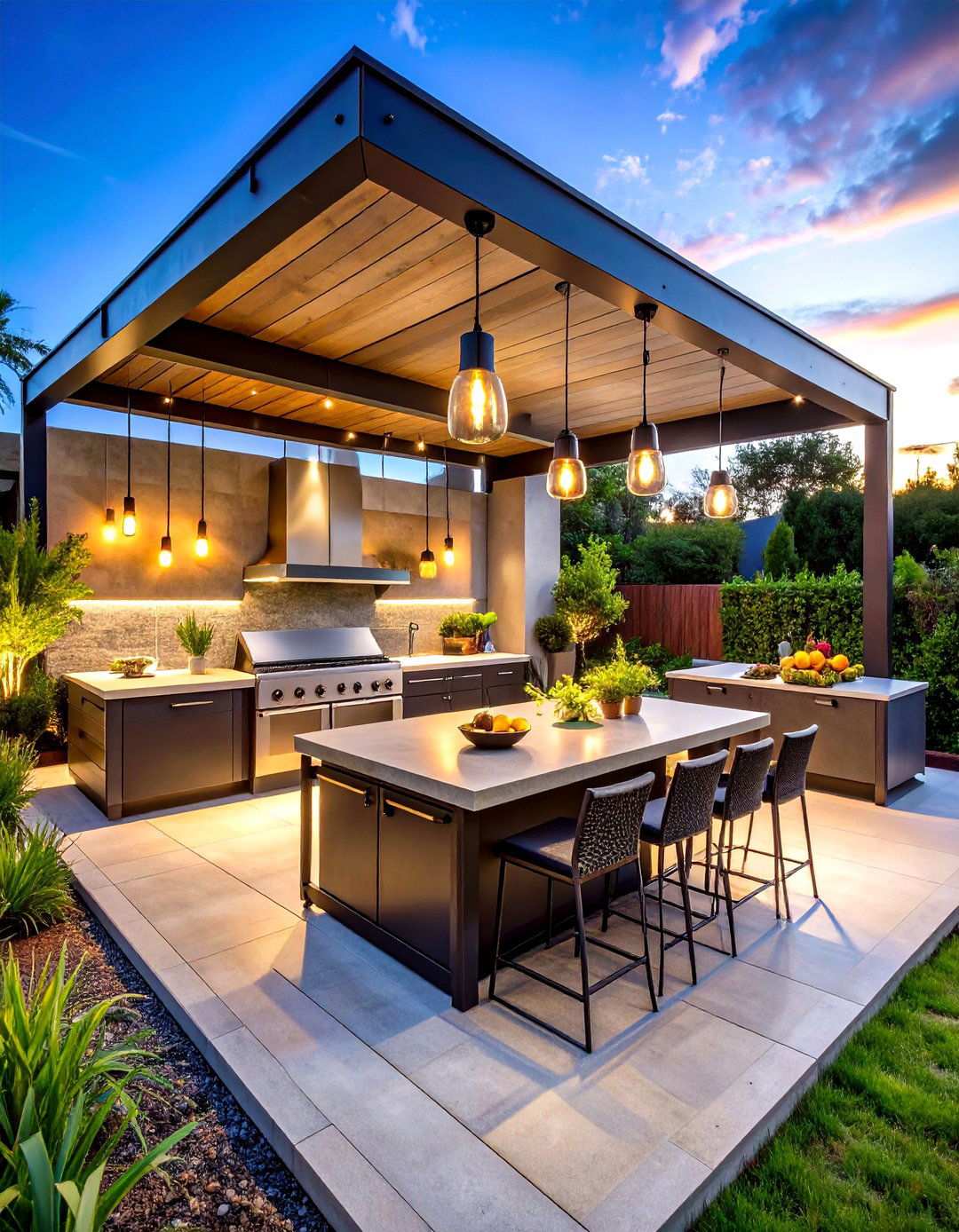 L Shaped Industrial Style Outdoor Kitchen - 24 L Shaped Outdoor Kitchen Ideas