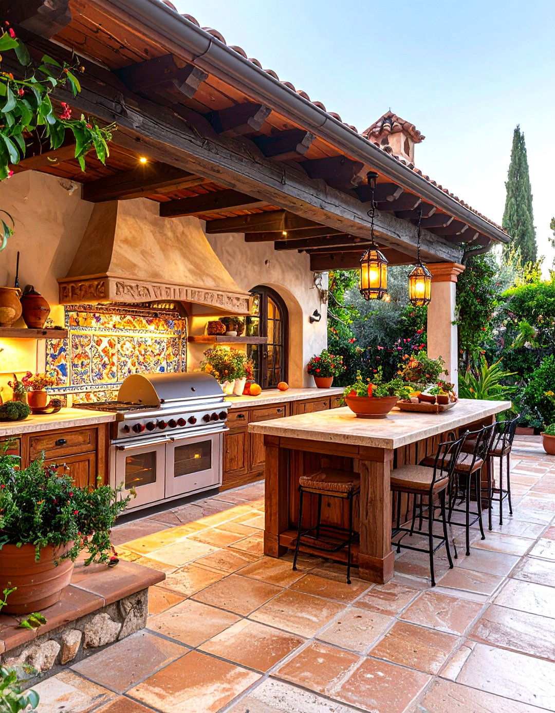 L Shaped Mediterranean Style Outdoor Kitchen - 24 L Shaped Outdoor Kitchen Ideas