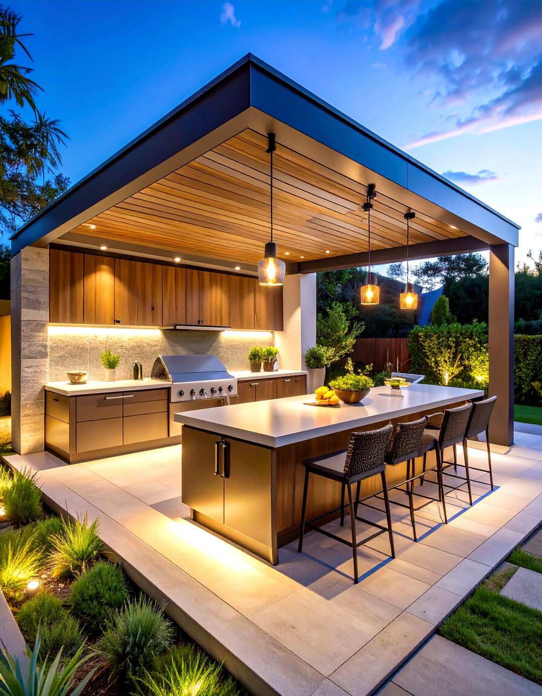 L Shaped Modern Minimalist Outdoor Kitchen - 24 L Shaped Outdoor Kitchen Ideas