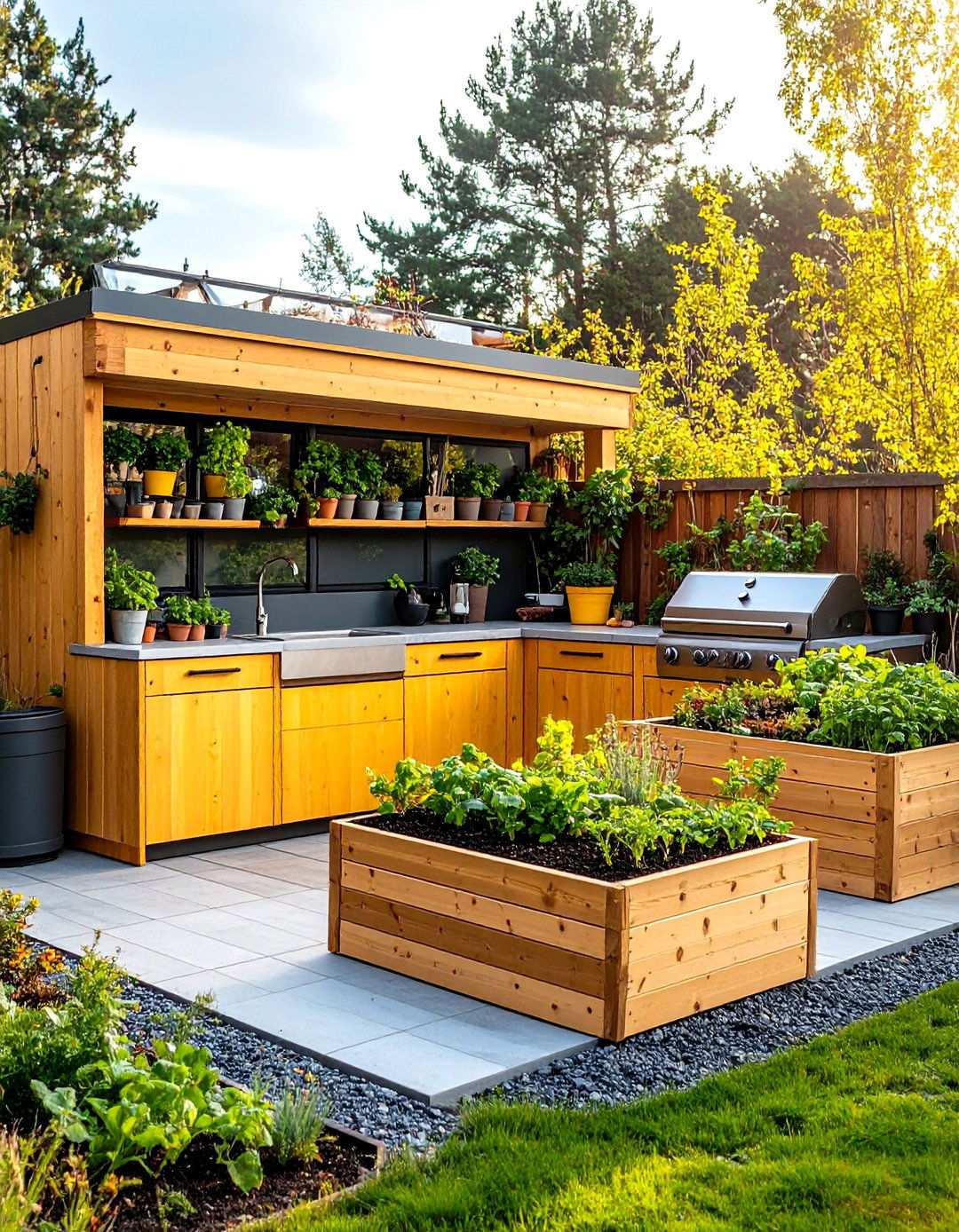 L Shaped Outdoor Kitchen Garden Integration - 24 L Shaped Outdoor Kitchen Ideas