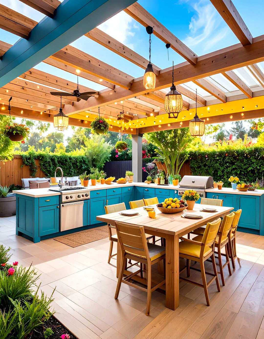 L Shaped Outdoor Kitchen Pergola Covered - 24 L Shaped Outdoor Kitchen Ideas
