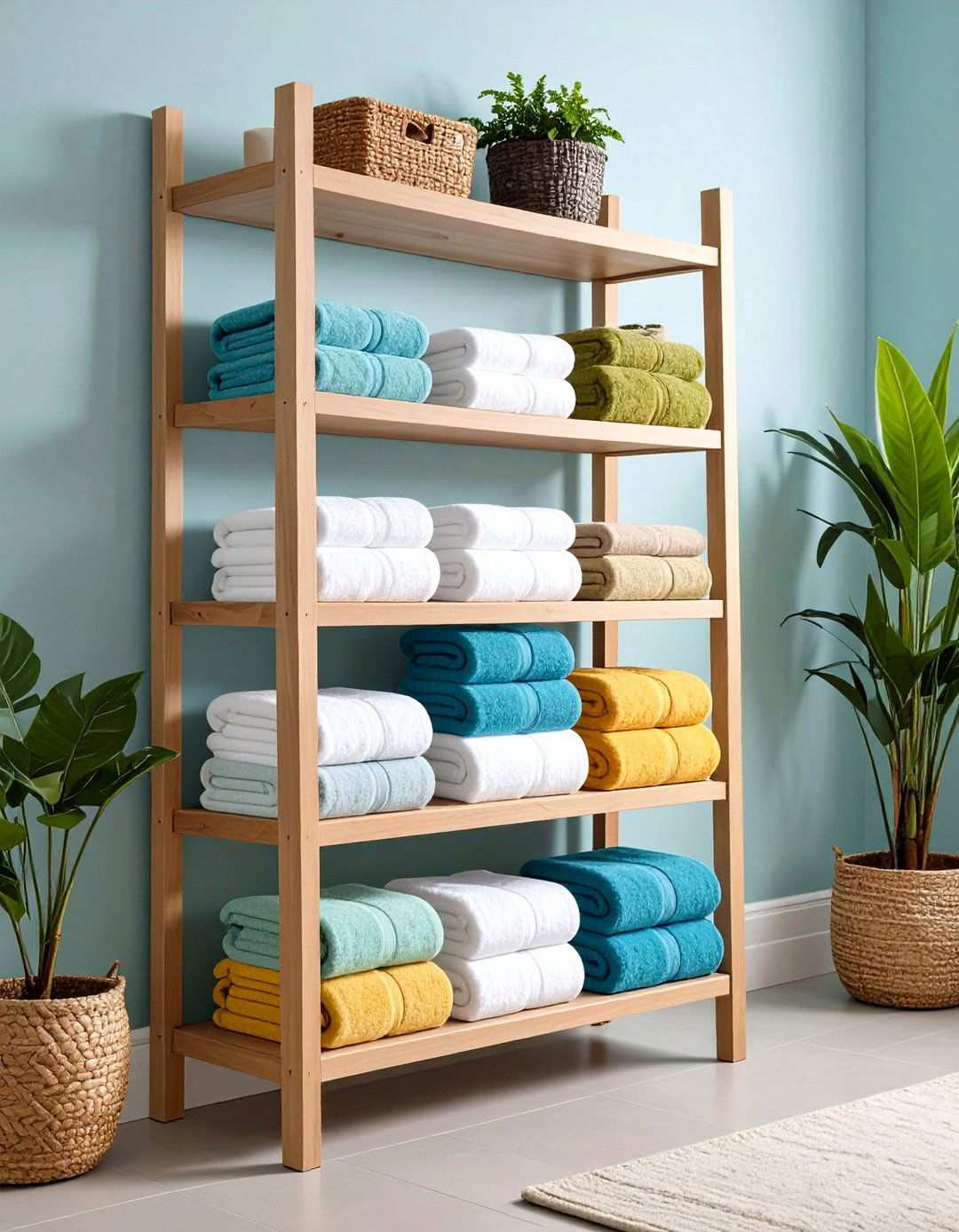 Ladder Shelf Hybrid - 24 Towel Display Ideas