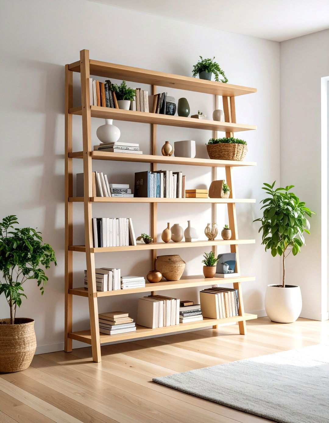 Ladder Style Bookcase - 24 Living Room Shelf Ideas