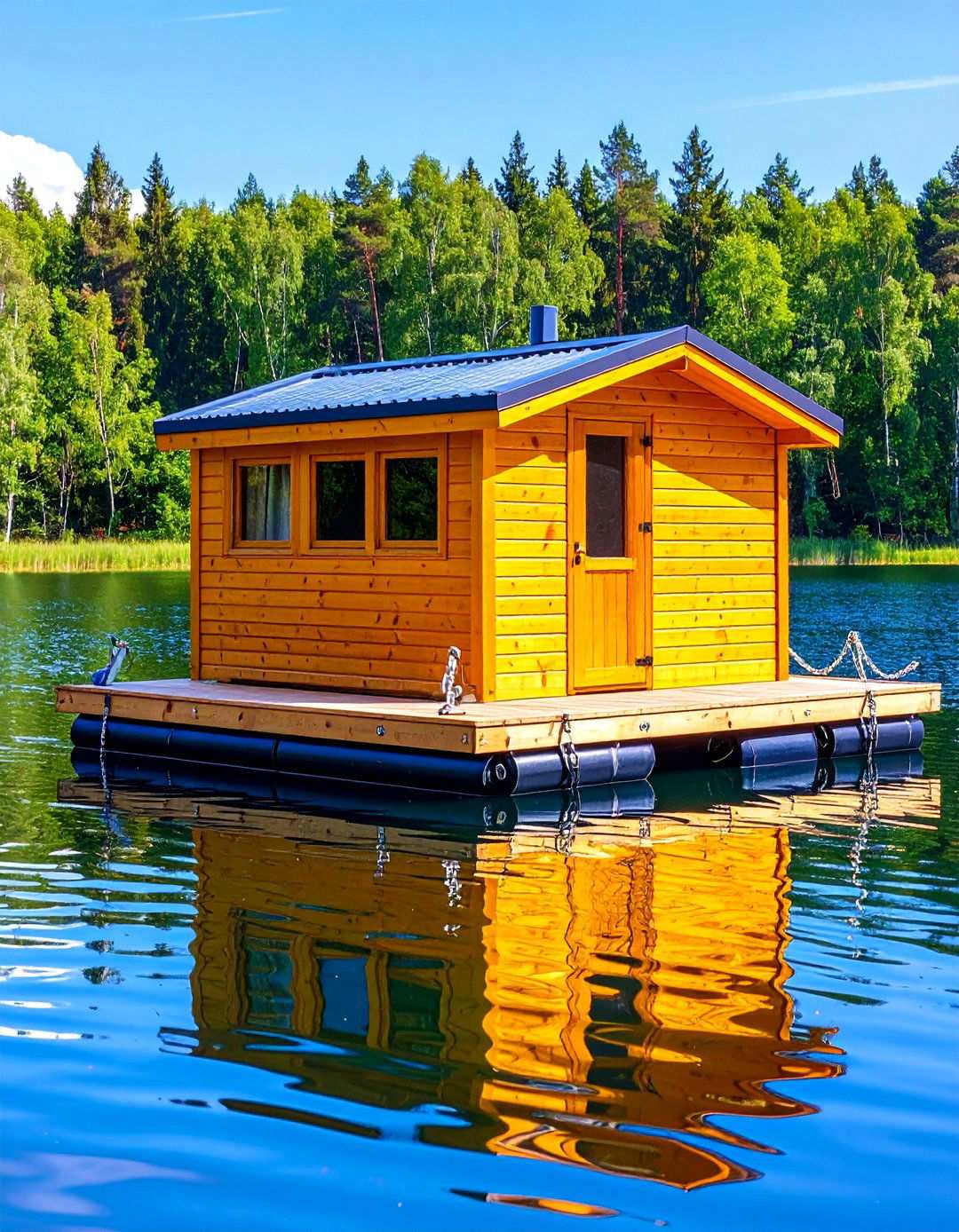 Lakeside Floating Sauna Platform - 24 Outdoor Sauna Ideas