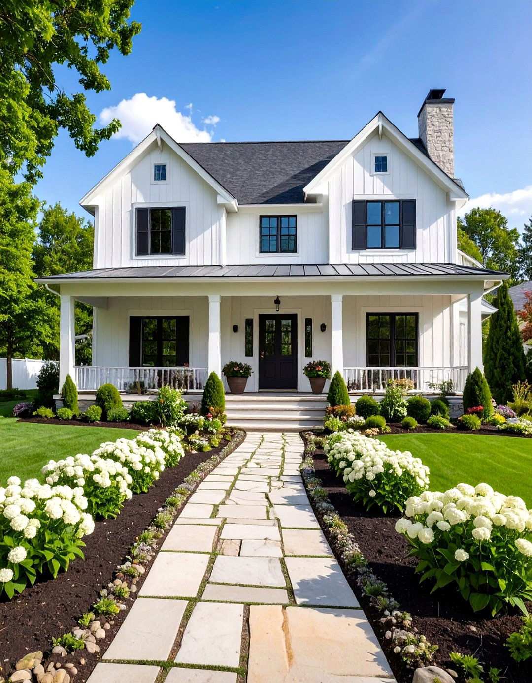 Landscape Integration Planning - 24 White Farmhouse With Black Windows Ideas