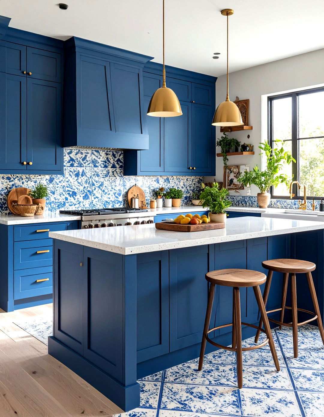 Lapis Blue Terrazzo Artisan Kitchen - 24 kitchens with blue countertops