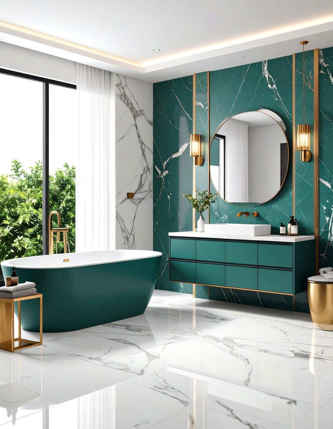 Large Format Marble Slab Bathroom Walls - 24 Marble Bathroom Ideas
