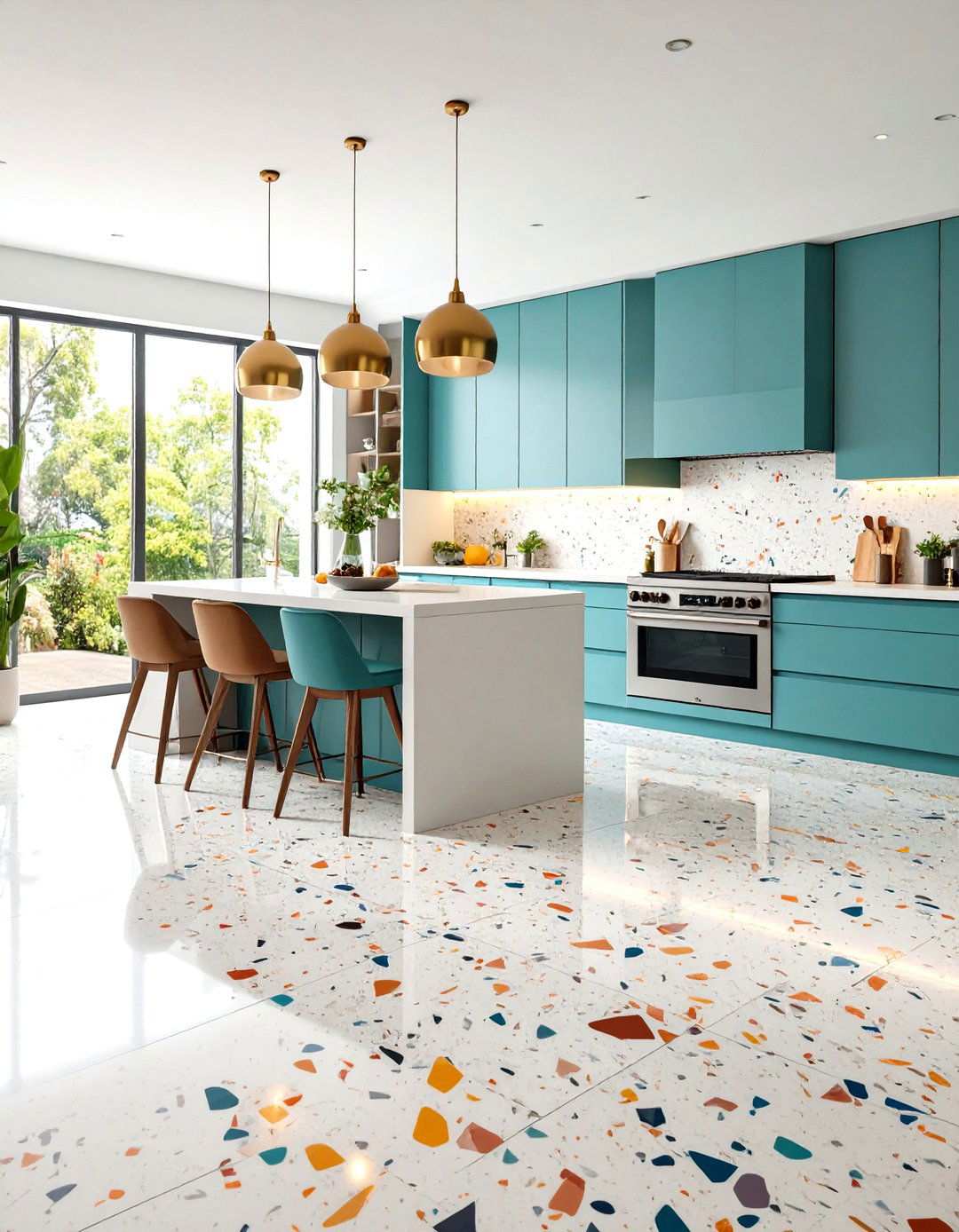 Large Format Terrazzo Kitchen Tiles - 24 Kitchen Floor Ideas