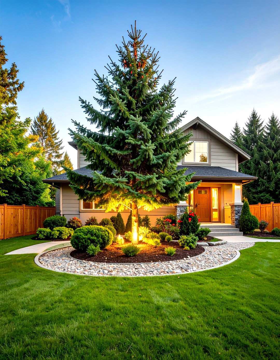 Large Pine Centerpiece for Front Yard - 24 Pine Tree Landscape Ideas