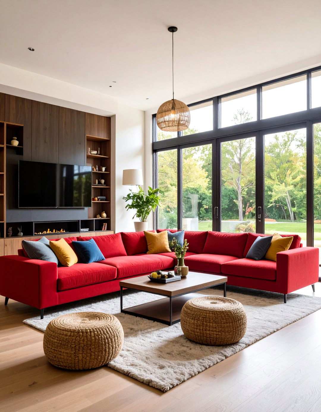 Large Red Sectional Family Room - 24 Red Couch Living Room Ideas
